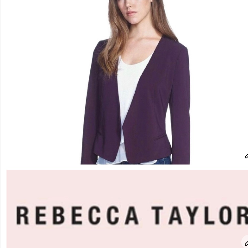 Rebecca Taylor | Plum Devon Open Front Blazer Size 6